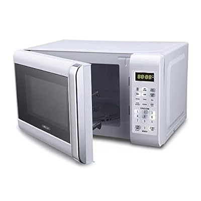 Bella 700-Watt Compact Microwave Oven, 0.7 Cubic Feet, White with Chrome