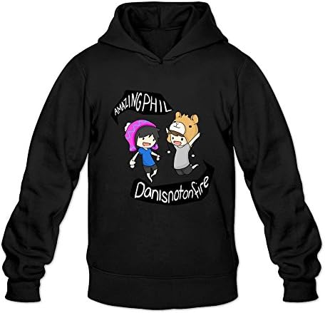 SHFL Men's Dan And Phil Animated Cotton Hoodie Black XL