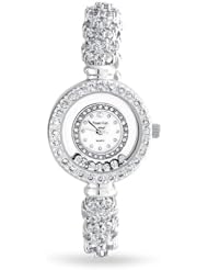 Bling Jewelry Flower Cluster Floating CZ Watch for Women Stainless Steel Back
