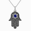 Sterling Silver Hamsa with Star of David Necklace