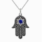 Sterling Silver Hamsa with Star of David Necklace