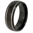 Black Plated Tungsten Carbide Ring with Laser Lines (8.0 mm) - Sizes 6 - 13