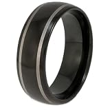Black Plated Tungsten Carbide Ring with Laser Lines (8.0 mm) - Sizes 6 - 13