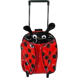 Ladybug Lady Bug Baby Cie Figural Back Pack Rolling Trolley, retractable handle and outside pockets