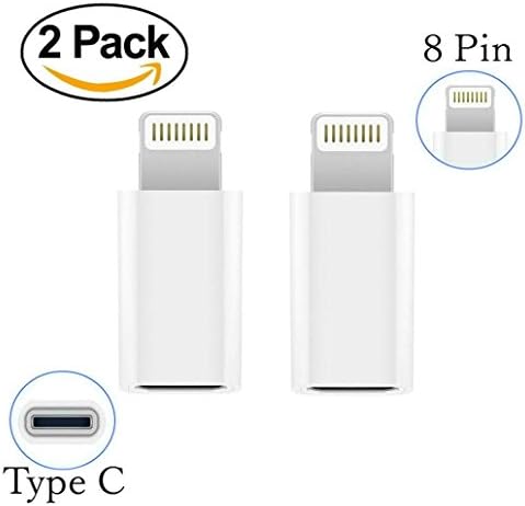 USB 3.1 Type C Female to 8 Pin Lightning Female Charger Adapter for iPhone 6S/6S+/6/6+/ 5/5S/5C (2 Pack)