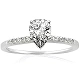 1.10Ct Pear Shaped Diamond Engagement Ring Pave SI2 EGL