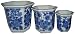 Blue & white deep hexagon planters - set of 3