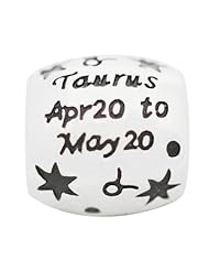 De Buman 925 Silver Zodiac Taurus Charm Bead-fits Pandora, Troll & Chamilia European Charm Bracelets