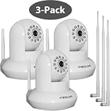 3 pack Foscam FI8910W White Wireless/Wired Pan & Tilt IP/Network Camera with 9dbi Antennas