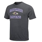 NFL Men's Baltimore Ravens Heart And Soul Ii Adult Short Sleeve Basic Tee (Heather Gray, Large)