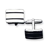 Sterling Silver Black Enameled Cuff Links