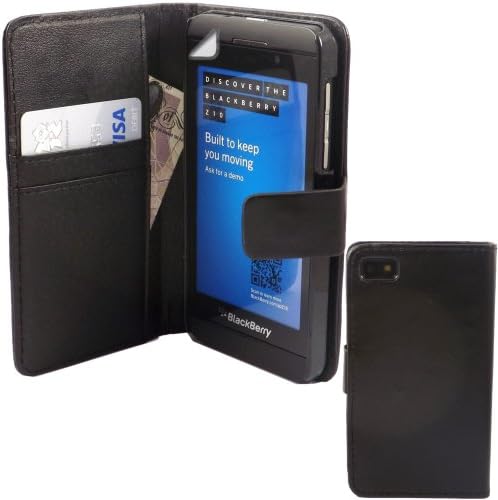 Credit Card Flip Case Cover Skin And LCD Screen Protector For Blackberry Z10 / Black