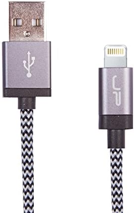 Juno Power KAEBO (GREY) - Lightning Cable (Apple Certified) - 2 Meter (6.5 ft.) Braided iPhone Lighting 8 Pin Cable with Aluminum Connectors for iPhone 6, 6 Plus, 5S, 5C, 5; iPad Air, iPad Mini and More; Apple Lightning Cable, Lightning Charger, Lightning Cable MFI Certified