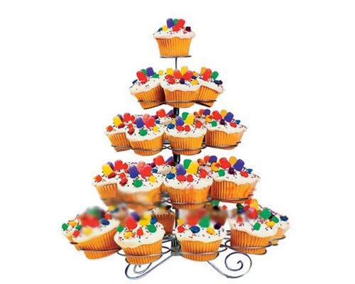 5 Tier Cupcake Tree 41 Cup Cake Dessert Silver Stand Holder