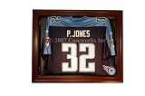 Tennessee Titans Football Jersey Display Case with Removable Face and Mahogany Finish Frame