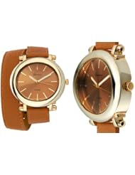 Geneva Platinum Leather Wrap Ladies Watch