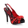 4 Inch Sexy High Heel Shoes Lace Slingback Pumps Peep Toe Shoes Red Pink