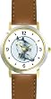 White Mare and Foal in Circle - JP - Horse - WATCHBUDDY&reg; DELUXE TWO-TONE THEME WATCH - Arabic Numbers - Brown Leather Strap-Children's Size-Small ( Boy's Size & Girl's Size )