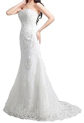 Mermaid Chiffon Applique Lace Sweetheart Evening Dress/Bridesmaid Dress/Prom Dress/Party Dress/Wedding Dress  with a Brush/Sweep Train 