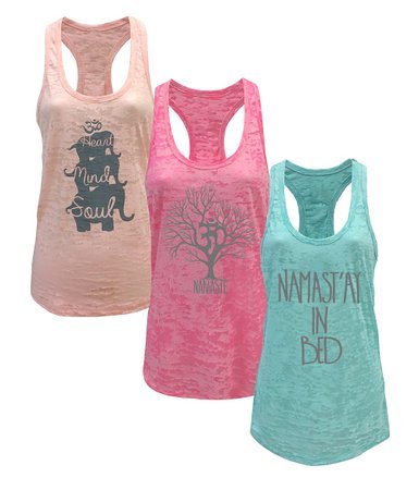 Tough Cookie's Women's Yoga Burnout Tank Top 3 Pack Deal Printed Arts