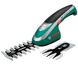 BOSCH Isio Cordless Shrub and Edging Shears Set (2 blades) + Vichy 565-20 Gardening Gloves – size 8/M
