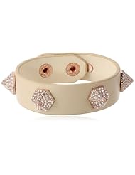 Vince Camuto Nude and Rose Gold Pave Stud Leather Bracelet, 8"