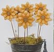Yellow Daisy Flowers Handcrafted Metal Plant Pick Garden Stakes (Set of 2)