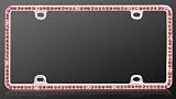 Chrome Metal Car License Plate Frame with Single Row Red Crystals