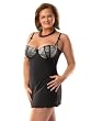 Sexy Silver Black Plus Size Chemise Nightgown Nightdress Mesh Lingerie Underwire Cups Matching Gstring