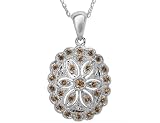 Chocolate Diamond Vintage Pendant 1/4 Carat (ctw) in 14K White Gold with Chain