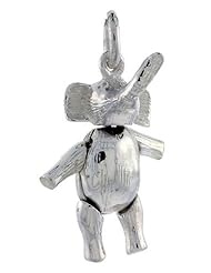 Sterling Silver High Polished Movable Elephant Pendant