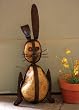 Handcrafted Metal and Stone Rabbit Statuary
