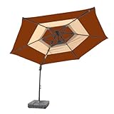 UPC 817768010581 product image for ATLeisure Offset 2-Tone Umbrella with Base, 10-Feet, Tuscan Orange and Tan | upcitemdb.com