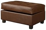 Bobkona Bonded Leather Match Storage Ottoman, Walnut
