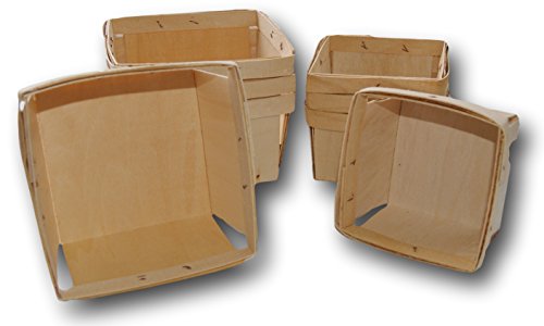 Square Vented Wooden Berry Baskets 8-Pack -Includes Quart(4) and Pint(4)