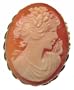 Goddess of Music Master Carved, 14k Gold Carnelian Conch Shell Cameo Pin Pendant