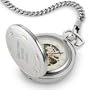 Personalized Stainless Steel Skeleton Pocket Watch With 14k Gold Accents Gift