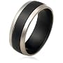 Black Titanium 8mm Wedding Band w/ Thick Center Stripe