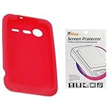 GTMax Red Soft Rubber Silicone Skin Protector Cover Case + Clear LCD Screen ....
