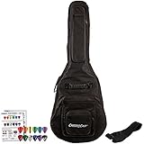 ChromaCast Acoustic Guitar 6-Pocket Padded Gig Bag with Guitar Strap and Pick Sampler