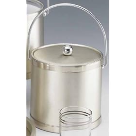 Kraftware 46561 Brushed Silk - Champagne 3 Quart Ice Bucket with Vinyl Cover, Bands and... by Kraftware
