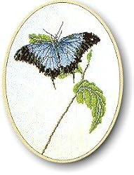 Thea Gouverneur Blue Butterfly Cross Stitch Kit 1024