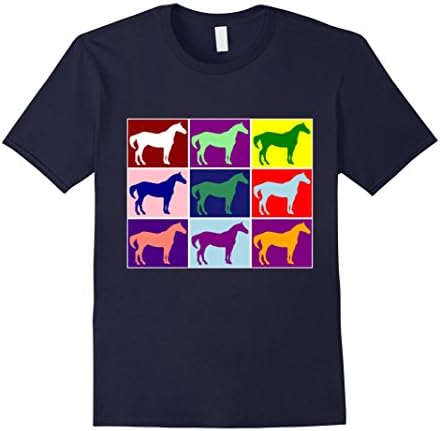 Men's Cute Colorful Horse Pop Art Artistic Style T-shirt Medium Navy