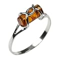 Certified Genuine Honey Amber and Sterling Silver Designer Ring