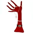Large Red Flocked Hand Necklace Chain Ring Jewelry Showcase Display