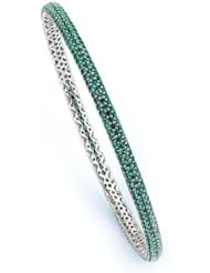 Sterling Silver Cubic Zirconium Silver with Green Bangle