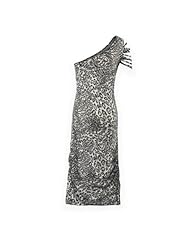 Sexy Backless Fitted Leopard Print Sheath Chiffon One Shoulder Party Dress 