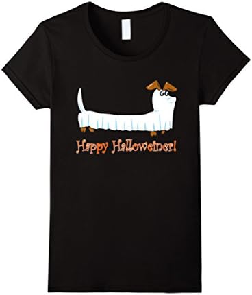 Women's Happy Halloweiner T-Shirt, Halloween Shirt Dachshund Large Black