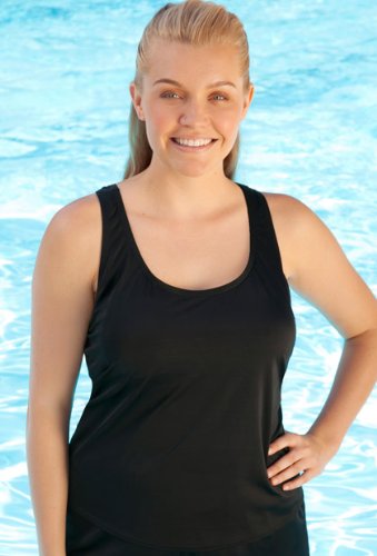 Chlorine Resistant! Beach Belle® Black Racerback Tankini Top - Women's Swimwear Plus Size Swimsuits product image