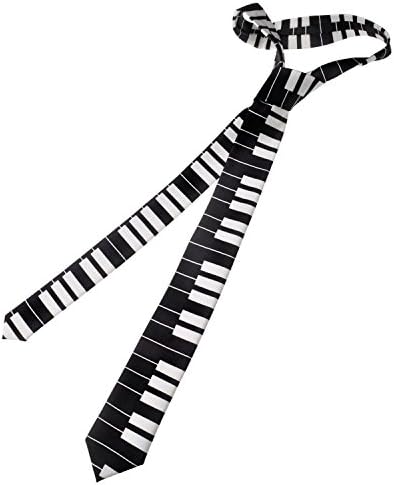 Lynne Carlos White&Black Piano Key Keyboard Music Skinny Necktie 2 Inch
